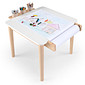 Mesa Infantil Quadrada de Madeira Maciça 61cm Branca com Porta-Lápis e Suporte para Papel Mesa Infantil Quadrada de Madeira Maciça 61cm Branca com Porta-Lápis e Suporte para Papel