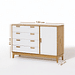 Cômoda Alamo 4 Gavetas e 1 Porta em Madeira Natural + Branco Cômoda Alamo 4 Gavetas e 1 Porta em Madeira Natural + Branco