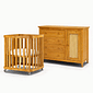 Kit Berço 3 em 1 + Cômoda 4 gavetas e 1 Porta com Rattan Mel | Linha Feliz + 1,2,3