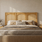 Cabeceira de Cama QUEEN 166cm Arcs Madeira e Rattan