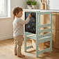 Torre de Aprendizagem Montessori 4 em 1 Verde Cadeirão Ajustável, Mesinha de Atividades, Quadro de Desenhos Torre de Aprendizagem Montessori 4 em 1 Verde Cadeirão Ajustável, Mesinha de Atividades, Quadro de Desenhos