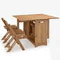 Mesa Dobrável Borboleta com 4 Cadeiras em Madeira Maciça de Pinus Cera