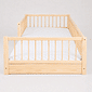 Cama Infantil de Solteiro Montessori em Madeira Maciça Pinus Natural