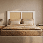 Cabeceira de Cama CASAL 140cm Paglia Madeira e Rattan na Cor Branca Cabeceira de Cama CASAL 140cm Paglia Madeira e Rattan na Cor Branca