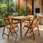 Conjunto de Mesa Quadrada com 4 Cadeiras em Madeira de Eucalipto com Assento e Encosto em Rattan Natural na Cor Pitanga Conjunto de Mesa Quadrada com 4 Cadeiras em Madeira de Eucalipto com Assento e Encosto em Rattan Natural na Cor Pitanga