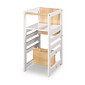Torre de Aprendizagem Montessori 4 em 1 Branca Cadeirão Ajustável, Mesinha de Atividades, Quadro de Desenhos Torre de Aprendizagem Montessori 4 em 1 Branca Cadeirão Ajustável, Mesinha de Atividades, Quadro de Desenhos