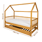 Cama Infantil Casinha Com Cama Auxiliar Bloomie em Madeira Maciça Pinus Mel