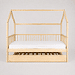 Cama Infantil Casinha Com Cama Auxiliar Bloomie em Madeira Maciça Pinus Natural Cama Infantil Casinha Com Cama Auxiliar Bloomie em Madeira Maciça Pinus Natural