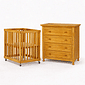 Kit Berço 3 em 1 + Cômoda 4 gavetas em Madeira Maciça Mel | Linha Feliz + 1,2,3
