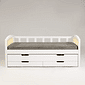 Sofá Cama com Cama Auxiliar Feliz Branco com Tela Mel Sofá Cama com Cama Auxiliar Feliz Branco com Tela Mel