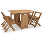 Mesa Dobrável Borboleta com 4 Cadeiras em Madeira Maciça de Pinus Cera