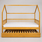 Cama Infantil Casinha Com Cama Auxiliar Bloomie em Madeira Maciça Pinus Mel
