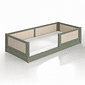 Cama Infantil de Solteiro Montessori Verde Oliva Com Rattan
