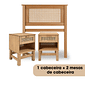Kit Cabeceira SOLTEIRO + 2 Mesas de Cabeceira 1 Gaveta de Rattan Nature Kit Cabeceira SOLTEIRO + 2 Mesas de Cabeceira 1 Gaveta de Rattan Nature