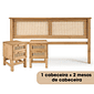 Kit Cabeceira + 2 Mesas de Cabeceira Duas Gavetas de Rattan Nature Kit Cabeceira + 2 Mesas de Cabeceira Duas Gavetas de Rattan Nature