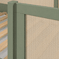 Cama Infantil de Solteiro Montessori Verde Oliva Com Rattan