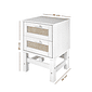 Kit Cabeceira KING + Mesa de Cabeceira 2 Gavetas de Rattan Nature na Cor Branca