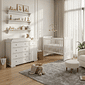 Kit Encanto Berço 2 em 1 e Cômoda 4 Gavetas e 1 Porta em Madeira Maciça Branco