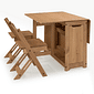Mesa Dobrável Borboleta com 4 Cadeiras em Madeira Maciça de Pinus Cera