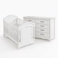 Kit Lilie Berço 2 em 1 e Cômoda 8 Gavetas em Madeira Maciça Branco Fosco
