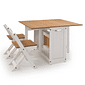 Mesa Dobrável Borboleta com 4 Cadeiras em Madeira Maciça de Pinus Branco Cera