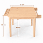 Mesa Infantil Quadrada de Madeira Maciça 61cm Natural com Porta-Lápis e Suporte para Papel