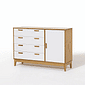 Cômoda Alamo 4 Gavetas e 1 Porta em Madeira Natural + Branco Cômoda Alamo 4 Gavetas e 1 Porta em Madeira Natural + Branco