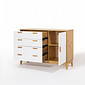 Cômoda Alamo 4 Gavetas e 1 Porta em Madeira Natural + Branco Cômoda Alamo 4 Gavetas e 1 Porta em Madeira Natural + Branco