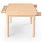 Mesa Infantil Quadrada de Madeira Maciça 61cm Natural com Porta-Lápis e Suporte para Papel