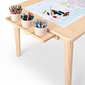 Mesa Infantil Quadrada de Madeira Maciça 61cm Natural com Porta-Lápis e Suporte para Papel