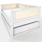 Cama de Solteiro com Cama Auxiliar na Cor Branca Com Rattan