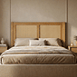 Cabeceira de Cama CASAL 140cm Paglia Madeira e Rattan