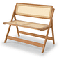 Banco Dobrável em Madeira de Eucalipto com Assento e Encosto em Rattan Natural Cor Pitanga 92 cm