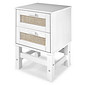 Kit Cabeceira KING + Mesa de Cabeceira 2 Gavetas de Rattan Nature na Cor Branca
