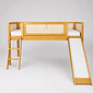 Cama Infantil de Solteiro Com Escorregador Bloomie em Madeira Maciça Pinus Mel Com Rattan Natural Cama Infantil de Solteiro Com Escorregador Bloomie em Madeira Maciça Pinus Mel Com Rattan Natural