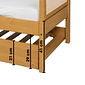 Cama de Solteiro com Cama Auxiliar em Madeira Maciça Pinus Mel Com Rattan Natural