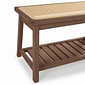 Banco Sapateira com Prateleira Ripada 75cm em Madeira Maciça e Rattan Cor Imbuia Banco Sapateira com Prateleira Ripada 75cm em Madeira Maciça e Rattan Cor Imbuia
