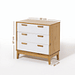 Mesa de Cabeceira Alamo 3 Gavetas Grandes em Madeira Natural + Branco Mesa de Cabeceira Alamo 3 Gavetas Grandes em Madeira Natural + Branco