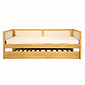 Cama de Solteiro com Cama Auxiliar em Madeira Maciça Pinus Mel Com Rattan Natural
