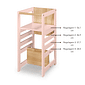 Torre de Aprendizagem Montessori 4 em 1 Rosa Cadeirão Ajustável, Mesinha de Atividades, Quadro de Desenhos