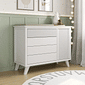 Kit Zig Berço 2 em 1 e Cômoda 4 Gavetas e 1 Porta em Madeira Maciça Branco Kit Zig Berço 2 em 1 e Cômoda 4 Gavetas e 1 Porta em Madeira Maciça Branco