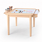 Mesa Infantil Quadrada de Madeira Maciça 61cm Natural com Porta-Lápis e Suporte para Papel