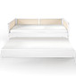 Cama de Solteiro com Cama Auxiliar na Cor Branca Com Rattan