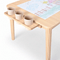 Mesa Infantil Quadrada de Madeira Maciça 61cm Natural com Porta-Lápis e Suporte para Papel