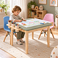 Mesa Infantil Quadrada de Madeira Maciça 61cm Verde Oliva com Porta-Lápis e Suporte para Papel Mesa Infantil Quadrada de Madeira Maciça 61cm Verde Oliva com Porta-Lápis e Suporte para Papel