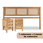 Kit Cabeceira KING + 2 Mesas de Cabeceira 2 Gavetas de Rattan Nature Kit Cabeceira KING + 2 Mesas de Cabeceira 2 Gavetas de Rattan Nature