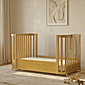 Berço Evolutivo 1,2,3 de Madeira Maciça 3 em 1 na Cor Mel com Rodinhas