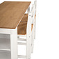 Conjunto Bancada Gourmet com Nichos e 4 Banquetas Essenza em Madeira Maciça de Pinos Branco Cera