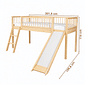 Cama Infantil de Solteiro Com Escorregador Bloomie em Madeira Maciça Pinus Natural Cama Infantil de Solteiro Com Escorregador Bloomie em Madeira Maciça Pinus Natural