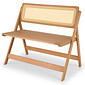 Banco Dobrável em Madeira de Eucalipto com Encosto em Rattan Natural Cor Pitanga 92 cm